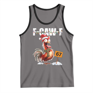 Funny F Caw F 67 Meme Christmas Tank Top Xmas Cartoon Rooster Chicken Poultry Humor TS11 Deep Heather Black Print Your Wear