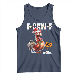 Funny F Caw F 67 Meme Christmas Tank Top Xmas Cartoon Rooster Chicken Poultry Humor TS11 Navy Print Your Wear