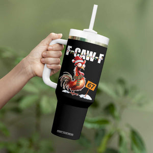 Funny F Caw F 67 Meme Christmas Tumbler With Handle Xmas Cartoon Rooster Chicken Poultry Humor TS11 Print Your Wear