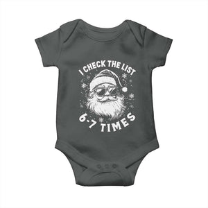 67 Meme Christmas Santa Baby Onesie Funny I Check The List 67 Times TS11 Dark Heather Print Your Wear