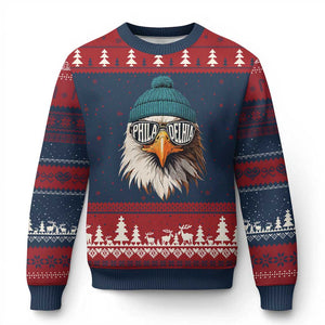 Philadelphia Fan Ugly Christmas Sweater Eagles Sport Philly Fan Game Day TS11 Navy Red Print Your Wear