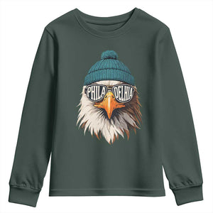 Funny PFE Game Day Youth Sweatshirt Green Sunglasses Football Lover TS11 Dark Forest Green Print Your Wear