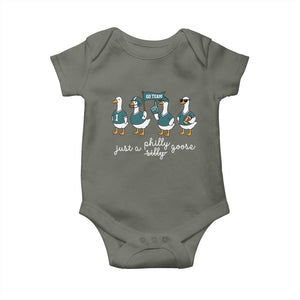 Funny Just A Silly Goose Football Baby Onesie PFE Sport Lover Game Day TS11 Military Green Print Your Wear
