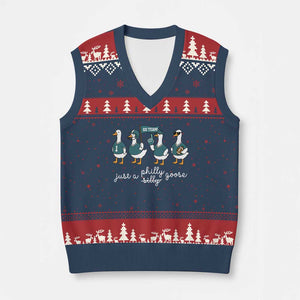 Funny Just A Silly Goose Football V-Neck Knit Sweater Vest PFE Sport Lover Game Day TS11 Navy Red Print Your Wear