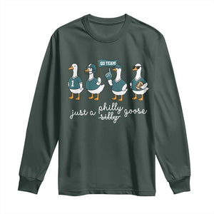 Funny Just A Silly Goose Football Long Sleeve Shirt PFE Sport Lover Game Day TS11 Dark Forest Green Print Your Wear