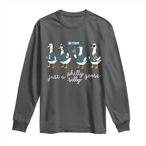 Funny Just A Silly Goose Football Long Sleeve Shirt PFE Sport Lover Game Day TS11 Dark Heather Print Your Wear