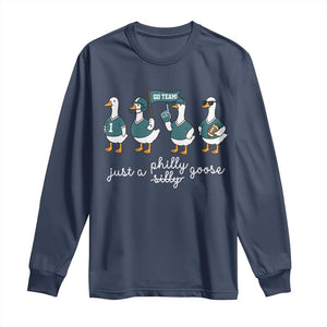 Funny Just A Silly Goose Football Long Sleeve Shirt PFE Sport Lover Game Day TS11 Navy Print Your Wear