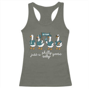 Funny Just A Silly Goose Football Racerback Tank Top PFE Sport Lover Game Day TS11 Military Green Print Your Wear