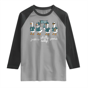 Funny Just A Silly Goose Football Raglan Shirt PFE Sport Lover Game Day TS11 Sport Gray Black Print Your Wear