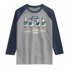 Funny Just A Silly Goose Football Raglan Shirt PFE Sport Lover Game Day TS11 Sport Gray Navy Print Your Wear