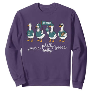 Funny Just A Silly Goose Football Sweatshirt PFE Sport Lover Game Day TS11 Purple Print Your Wear