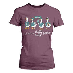 Funny Just A Silly Goose Football T Shirt For Women PFE Sport Lover Game Day TS11 Maroon Print Your Wear