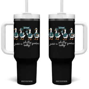 Funny Just A Silly Goose Football Tumbler With Handle PFE Sport Lover Game Day TS11 One Size: 40 oz Black Print Your Wear