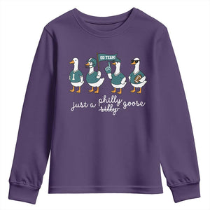 Funny Just A Silly Goose Football Youth Sweatshirt PFE Sport Lover Game Day TS11 Purple Print Your Wear