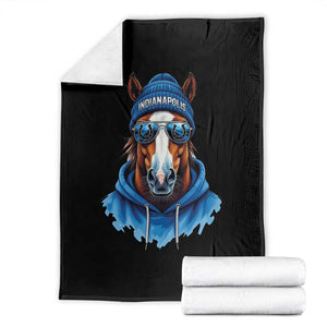 Indianapolis Fan Throw Blanket Blue Horse Sports Lover Game Day TS11 Black Print Your Wear