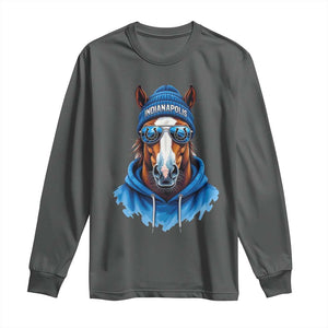 IFC Football Lover Long Sleeve Shirt Blue Equine Shoe Sport Fan Game Day TS11 Dark Heather Print Your Wear