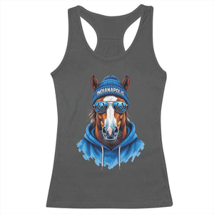 Indianapolis Fan Racerback Tank Top Blue Horse Sports Lover Game Day TS11 Dark Heather Print Your Wear
