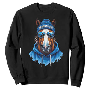 Indianapolis Fan Sweatshirt Blue Horse Sports Lover Game Day TS11 Black Print Your Wear