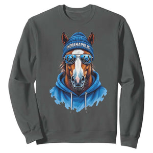 Indianapolis Fan Sweatshirt Blue Horse Sports Lover Game Day TS11 Dark Heather Print Your Wear