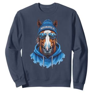 Indianapolis Fan Sweatshirt Blue Horse Sports Lover Game Day TS11 Navy Print Your Wear
