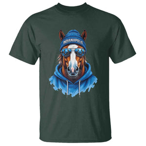 Indianapolis Fan T Shirt Blue Horse Sports Lover Game Day TS11 Dark Forest Green Print Your Wear
