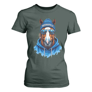 Indianapolis Fan T Shirt For Women Blue Horse Sports Lover Game Day TS11 Dark Forest Green Print Your Wear