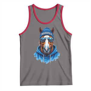 Indianapolis Fan Tank Top Blue Horse Sports Lover Game Day TS11 Deep Heather Red Print Your Wear