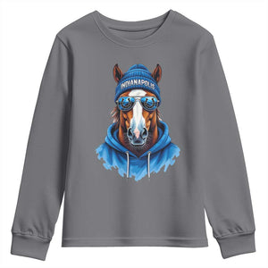 IFC Football Lover Youth Sweatshirt Blue Equine Shoe Sport Fan Game Day TS11 Charcoal Print Your Wear