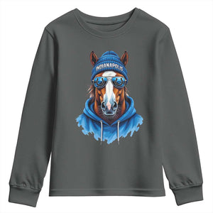 IFC Football Lover Youth Sweatshirt Blue Equine Shoe Sport Fan Game Day TS11 Dark Heather Print Your Wear