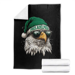 Christmas Football Lover Throw Blanket Funny Green Santa PFE City Silhouette TS11 Black Print Your Wear