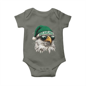 Christmas Football Lover Baby Onesie Funny Green Santa PFE City Silhouette TS11 Military Green Print Your Wear