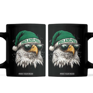 Christmas Football Lover Coffee Mug Funny Green Santa PFE City Silhouette TS11 Black Print Your Wear