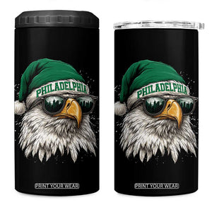 Christmas Football Lover 4 in 1 Can Cooler Tumbler Funny Green Santa PFE City Silhouette TS11 One Size: 16 oz Black Print Your Wear