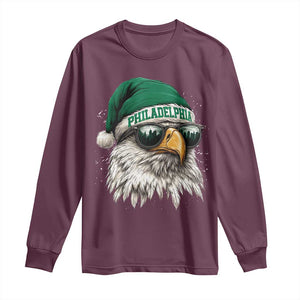 Christmas Football Lover Long Sleeve Shirt Funny Green Santa PFE City Silhouette TS11 Maroon Print Your Wear