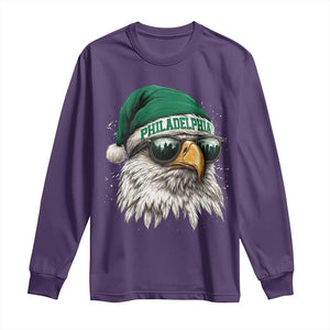 Christmas Football Lover Long Sleeve Shirt Funny Green Santa PFE City Silhouette TS11 Purple Print Your Wear