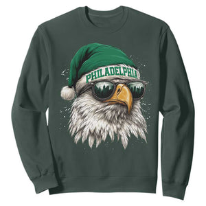 Christmas Philadelphia Fan Sweatshirt Funny Santa Eagles Sport Philly Fan TS11 Dark Forest Green Print Your Wear