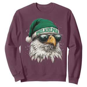 Christmas Football Lover Sweatshirt Funny Green Santa PFE City Silhouette TS11 Maroon Print Your Wear