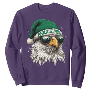 Christmas Football Lover Sweatshirt Funny Green Santa PFE City Silhouette TS11 Purple Print Your Wear