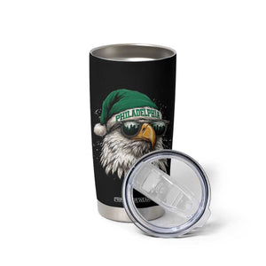 Christmas Football Lover Tumbler Cup Funny Green Santa PFE City Silhouette TS11 Print Your Wear