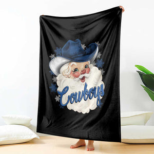 Christmas Cowboys Fan Throw Blanket Funny Xmas American Football Blue Santa TS11 Print Your Wear