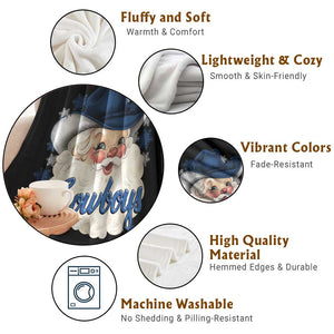 Christmas Cowboys Fan Throw Blanket Funny Xmas American Football Blue Santa TS11 Print Your Wear