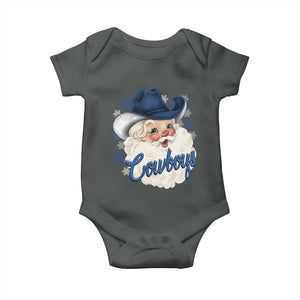 Christmas Cowboys Fan Baby Onesie Funny Xmas American Football Blue Santa TS11 Dark Heather Print Your Wear