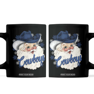 Christmas Cowboys Fan Coffee Mug Funny Xmas American Football Blue Santa TS11 Black Print Your Wear