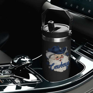 Christmas Cowboys Fan Flip Straw Tumbler Funny Xmas American Football Blue Santa TS11 Print Your Wear