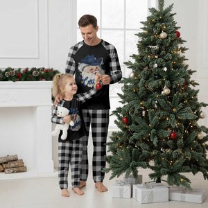 Christmas Football Lover Plaid Pajama Set Blue Santa DFC Game Day TS11 White Plaid Print Your Wear