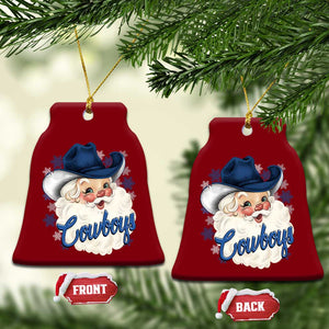Christmas Cowboys Fan Ceramic Ornament Funny Xmas American Football Blue Santa TS11 Print Your Wear