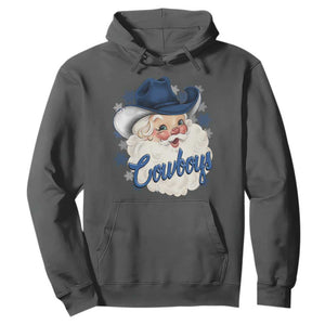 Christmas Cowboys Fan Hoodie Funny Xmas American Football Blue Santa TS11 Dark Heather Print Your Wear
