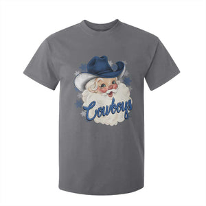 Christmas Cowboys Fan T Shirt For Kid Funny Xmas American Football Blue Santa TS11 Charcoal Print Your Wear
