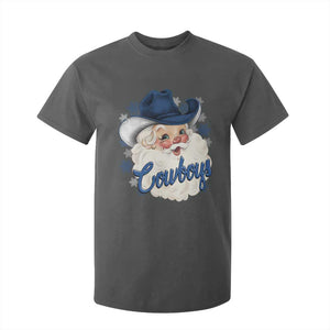 Christmas Cowboys Fan T Shirt For Kid Funny Xmas American Football Blue Santa TS11 Dark Heather Print Your Wear