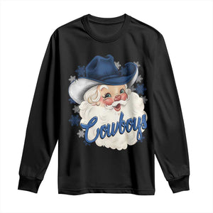 Christmas Cowboys Fan Long Sleeve Shirt Funny Xmas American Football Blue Santa TS11 Black Print Your Wear